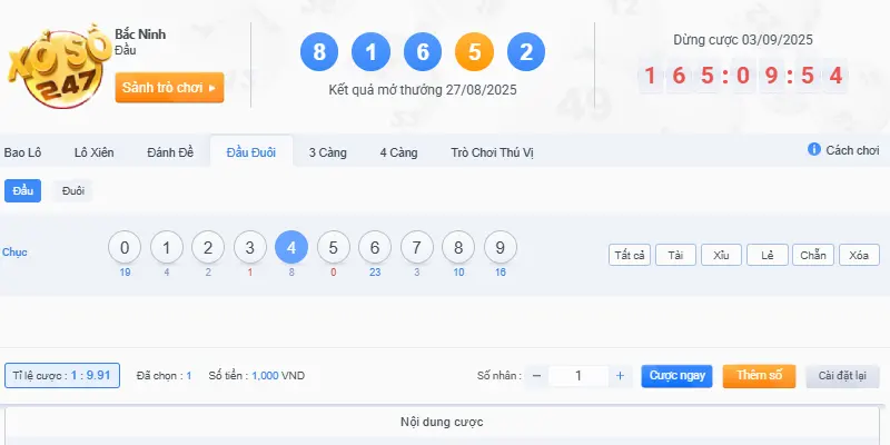 Đánh đề đầu đuôi đơn giản, cách chơi lô đề giống nhau ở 3 miền