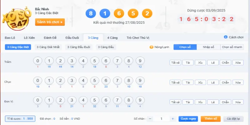 Đề 3 càng, dự đoán 3 số với tỷ lệ thưởng siêu hấp dẫn
